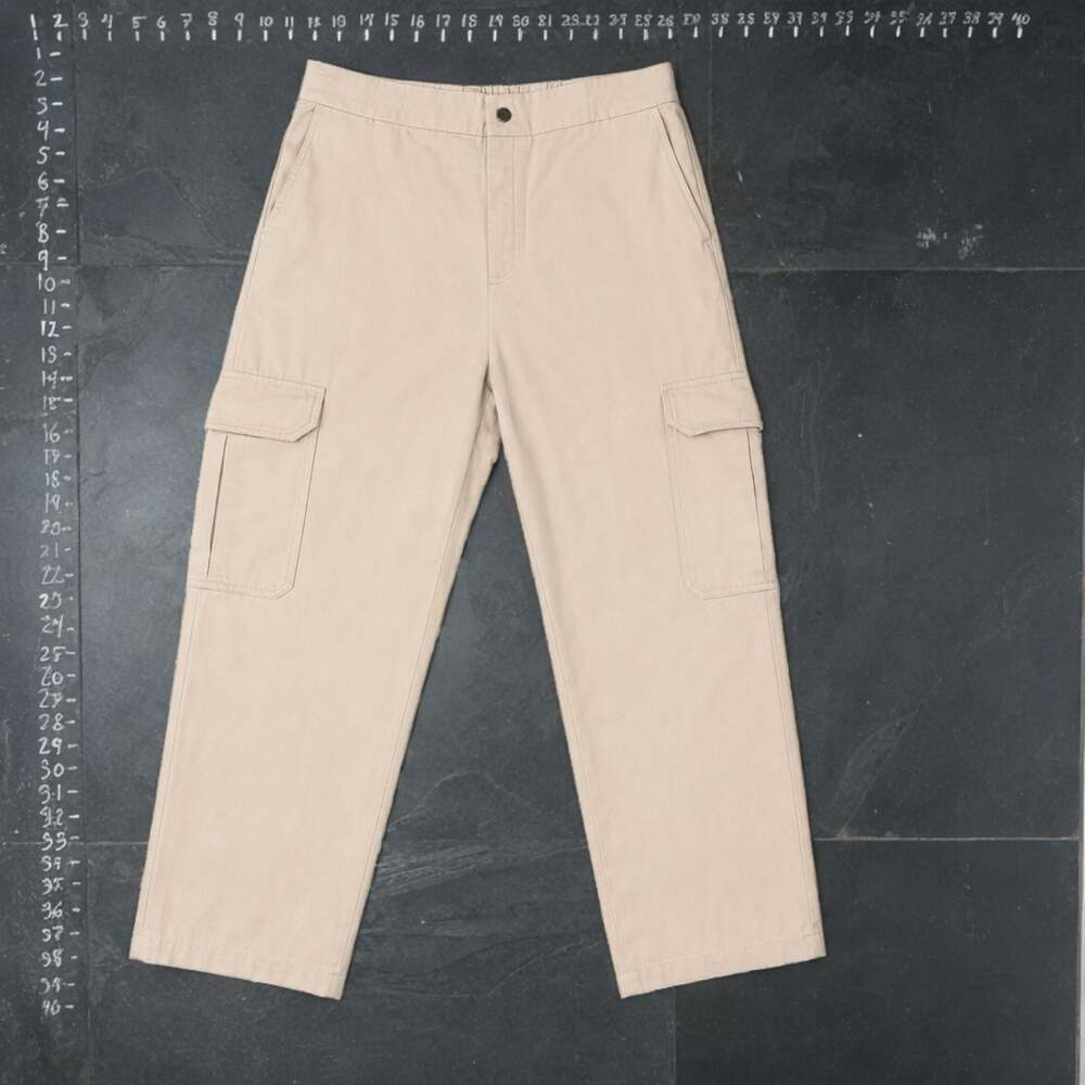 Zara Cargo Pants Size L Beige Elastic Waist - Picture 2 of 4